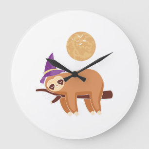 sloth halloween, halloween sloth large clock