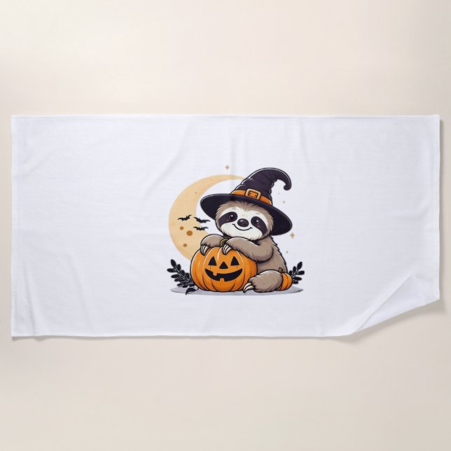 Sloth Halloween Motif Cute Classic T-Shirt Beach Towel (Front)