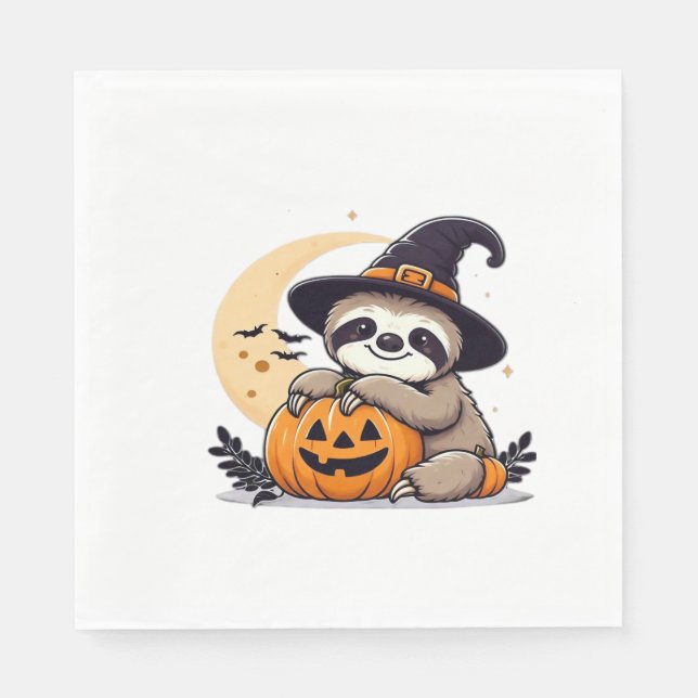 Sloth Halloween Motif Cute Classic T-Shirt Napkin (Front)