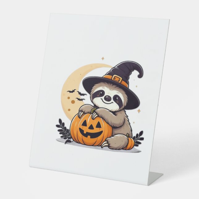 Sloth Halloween Motif Cute Classic T-Shirt Pedestal Sign (Front)