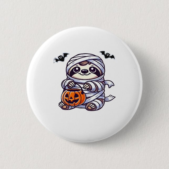 Sloth Halloween Mummy Kids Women Men Sloth Classic 6 Cm Round Badge (Front)