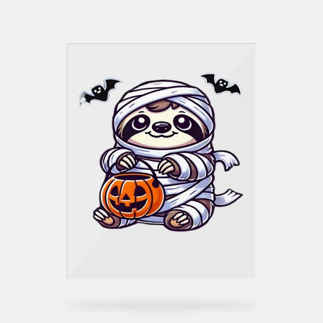 Sloth Halloween Mummy Kids Women Men Sloth Classic Acrylic Sign (Front)