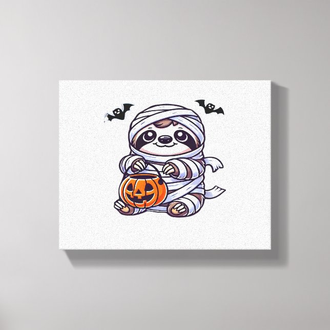 Sloth Halloween Mummy Kids Women Men Sloth Classic Canvas Print (Front)