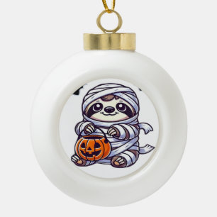 Sloth Halloween Mummy Kids Women Men Sloth Classic Ceramic Ball Christmas Ornament