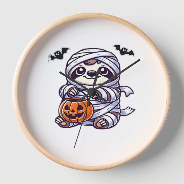 Sloth Halloween Mummy Kids Women Men Sloth Classic Clock (Front)