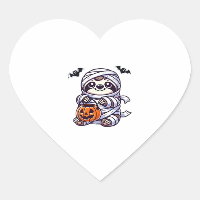 Sloth Halloween Mummy Kids Women Men Sloth Classic Heart Sticker (Front)