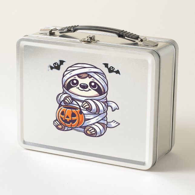 Sloth Halloween Mummy Kids Women Men Sloth Classic Metal Lunch Box (Front)