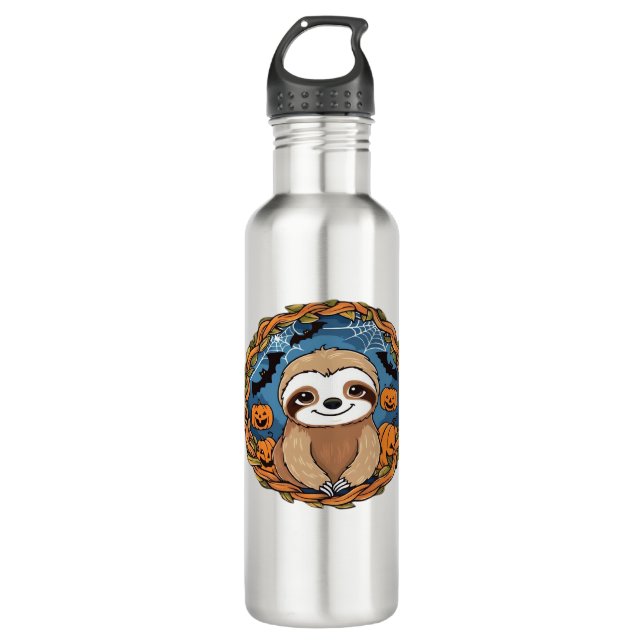 sloth, halloween, october, autumn, thanksgiving Ov 710 Ml Water Bottle (Front)