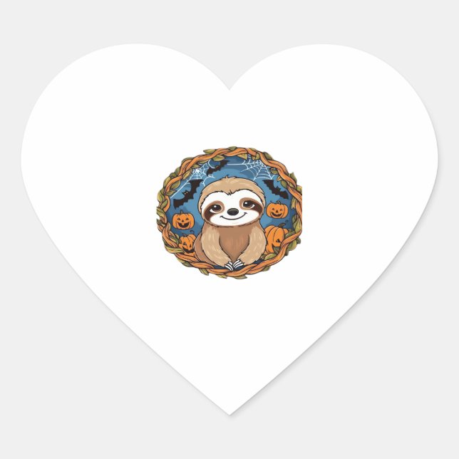 sloth, halloween, october, autumn, thanksgiving Ov Heart Sticker (Front)