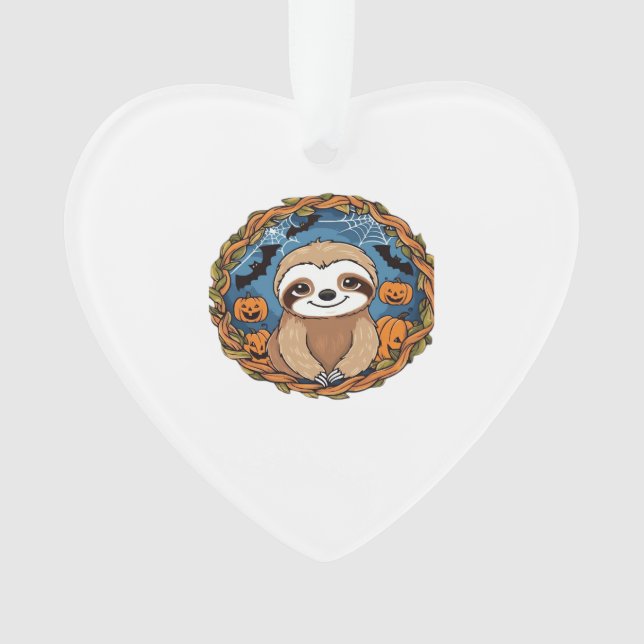 sloth, halloween, october, autumn, thanksgiving Ov Ornament (Front)
