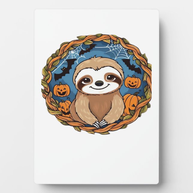 sloth, halloween, october, autumn, thanksgiving Ov Plaque (Front)