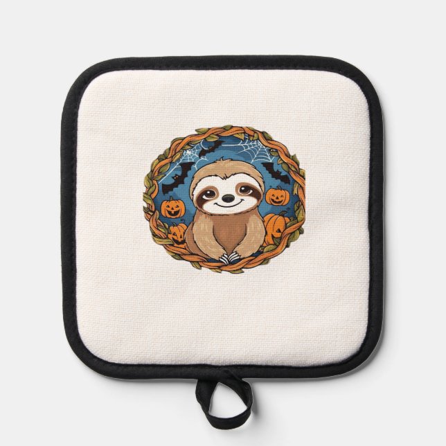 sloth, halloween, october, autumn, thanksgiving Ov Pot Holder (Front)