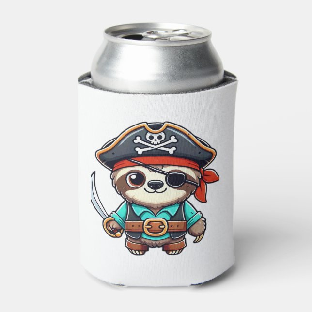 Sloth Halloween Pirate Kids Women Men Sloth Classi Can Cooler (Can Front)