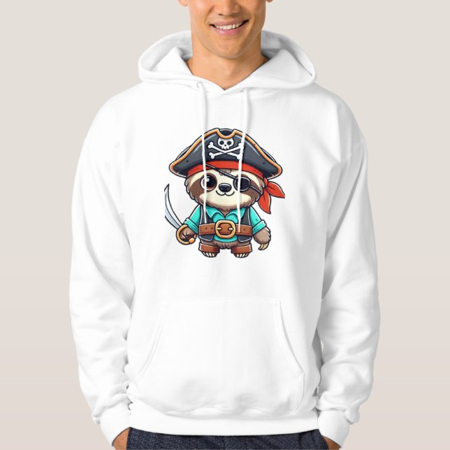 Sloth Halloween Pirate Kids Women Men Sloth Classi Hoodie (Front)
