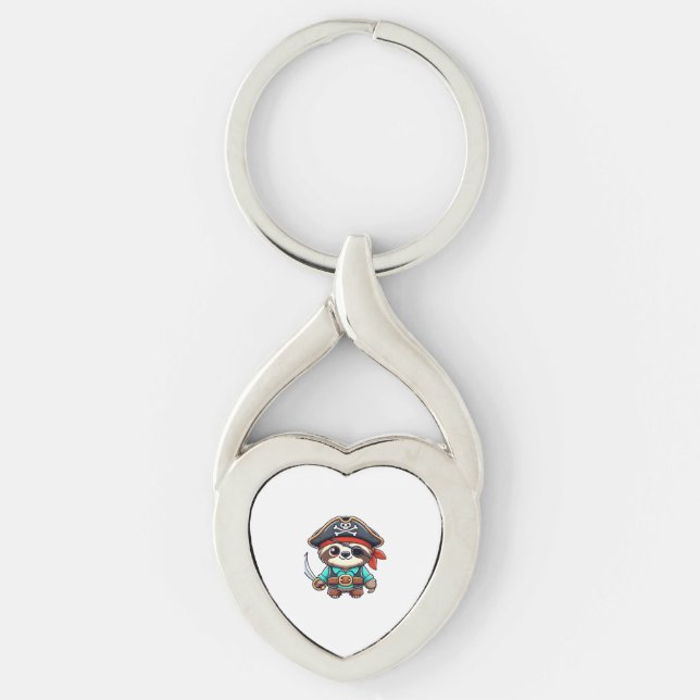 Sloth Halloween Pirate Kids Women Men Sloth Classi Key Ring (Front)