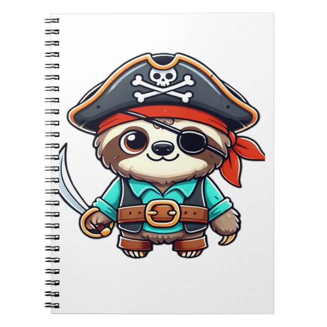 Sloth Halloween Pirate Kids Women Men Sloth Classi Notebook (Front)