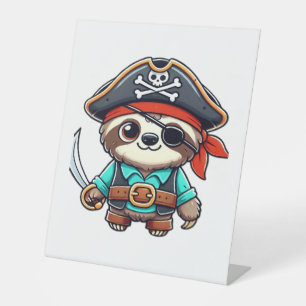 Sloth Halloween Pirate Kids Women Men Sloth Classi Pedestal Sign