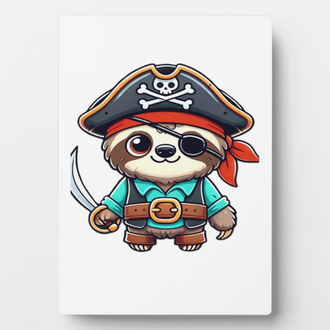 Sloth Halloween Pirate Kids Women Men Sloth Classi Plaque (Front)