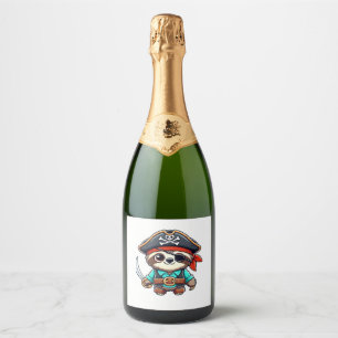 Sloth Halloween Pirate Kids Women Men Sloth Classi Sparkling Wine Label