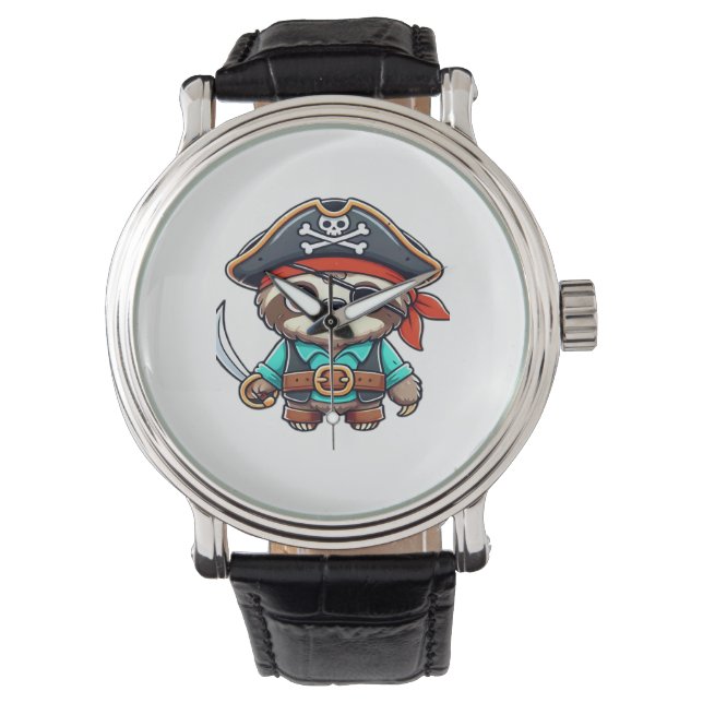 Sloth Halloween Pirate Kids Women Men Sloth Classi Watch (Front)