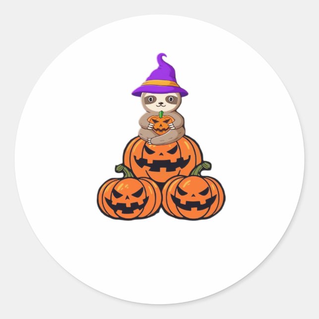 Sloth Halloween Premium T-Shirt Classic Round Sticker (Front)