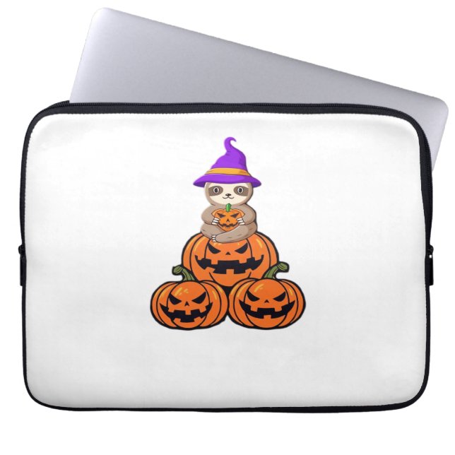 Sloth Halloween Premium T-Shirt Laptop Sleeve (Front)