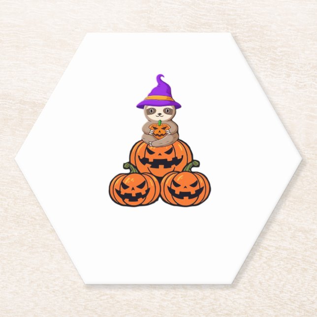 Sloth Halloween Premium T-Shirt Paper Coaster (Front)