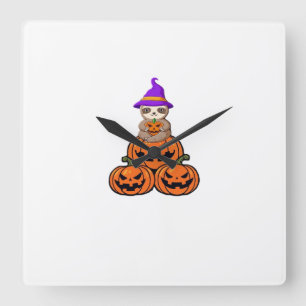 Sloth Halloween Premium T-Shirt Square Wall Clock