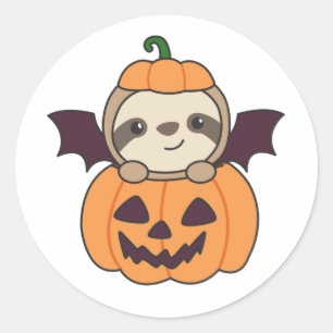 Sloth Halloween Pumpkin Bat Costume Classic Round Sticker