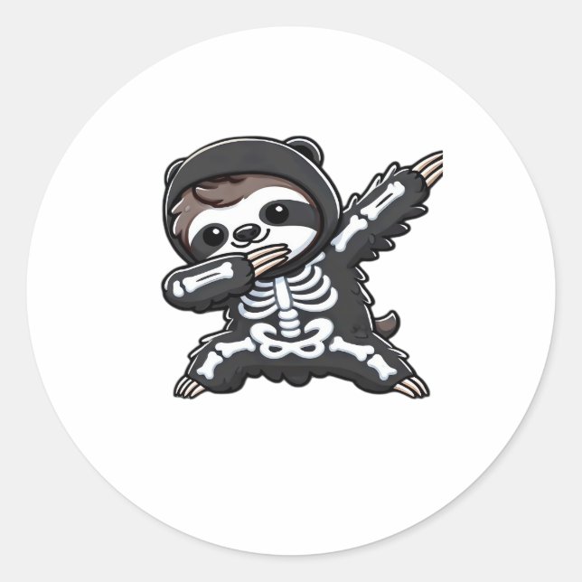 Sloth Halloween Skeleton Kids Women Men Sloth Clas Classic Round Sticker (Front)
