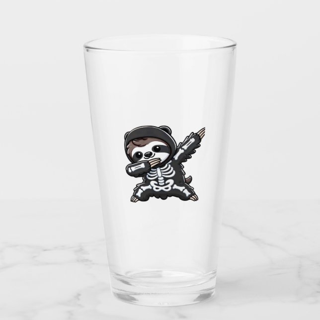 Sloth Halloween Skeleton Kids Women Men Sloth Clas Glass (Front)