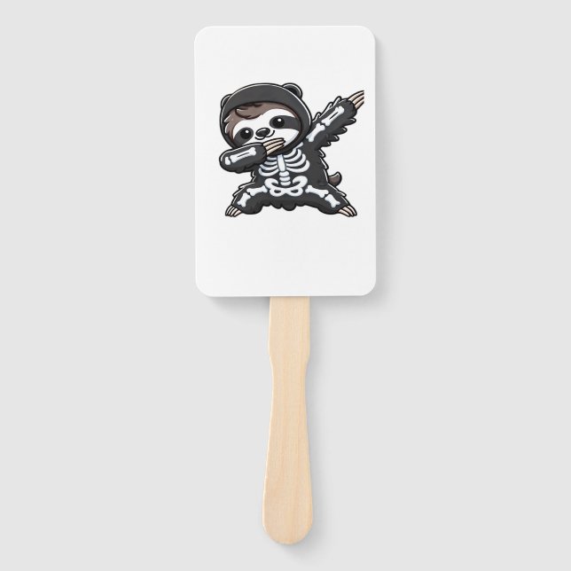 Sloth Halloween Skeleton Kids Women Men Sloth Clas Hand Fan (Front)