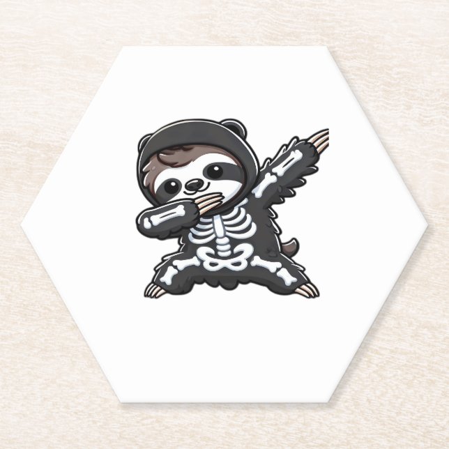 Sloth Halloween Skeleton Kids Women Men Sloth Clas Paper Coaster (Front)
