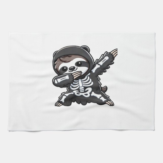 Sloth Halloween Skeleton Kids Women Men Sloth Clas Tea Towel (Horizontal)