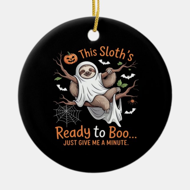 Sloth Halloween Sloths Cute Bat Vampire Essential  Ceramic Tree Decoration (Front)