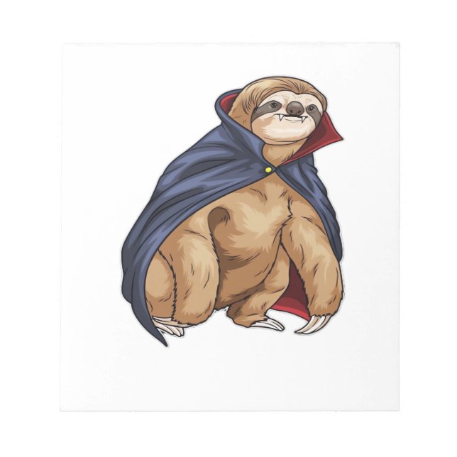 Sloth Halloween Vampire Classic T-Shirt Notepad (Front)