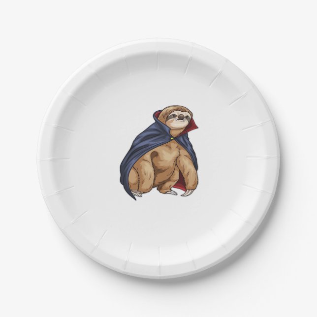 Sloth Halloween Vampire Classic T-Shirt Paper Plate (Front)