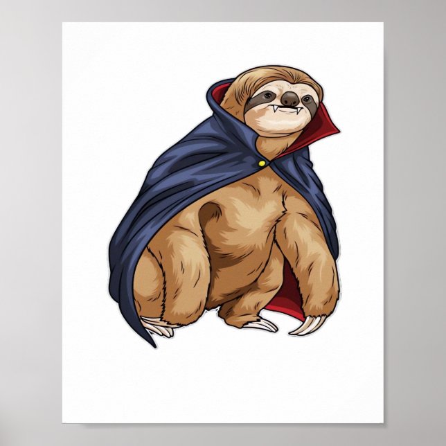 Sloth Halloween Vampire Classic T-Shirt Poster (Front)