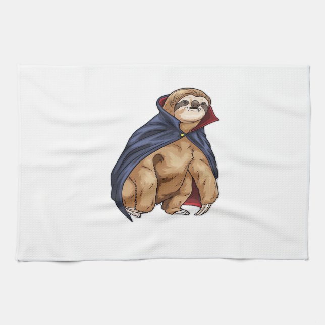 Sloth Halloween Vampire Classic T-Shirt Tea Towel (Horizontal)