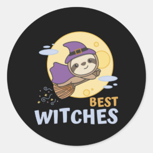 Sloth Halloween Witch Kids Witches Best Witches Classic Round Sticker