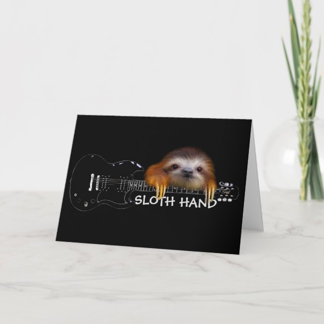 Sloth Hand Guitarist Birthday Card (Front)