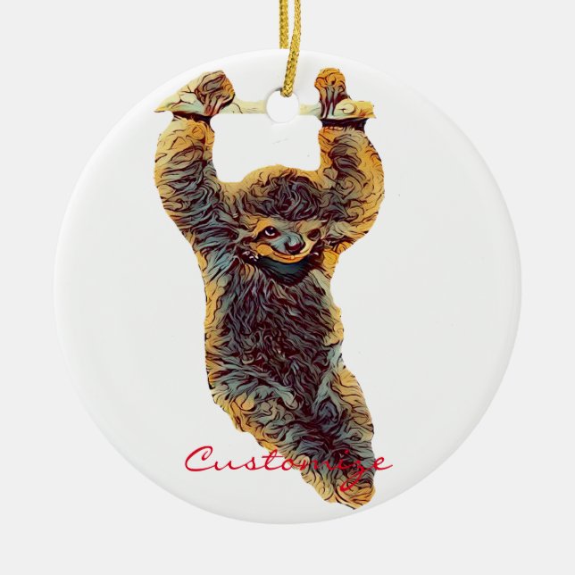 Sloth Hanging Out Thunder_Cove Ceramic Tree Decoration (Front)