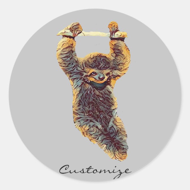 Sloth Hanging Out Thunder_Cove Classic Round Sticker (Front)
