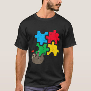Sloth Hanging Puzzle Cute Autism Awareness Men Wom T-Shirt