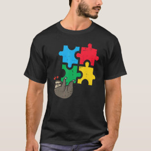 Sloth Hanging Puzzle Cute Autism Awareness Men Wom T-Shirt