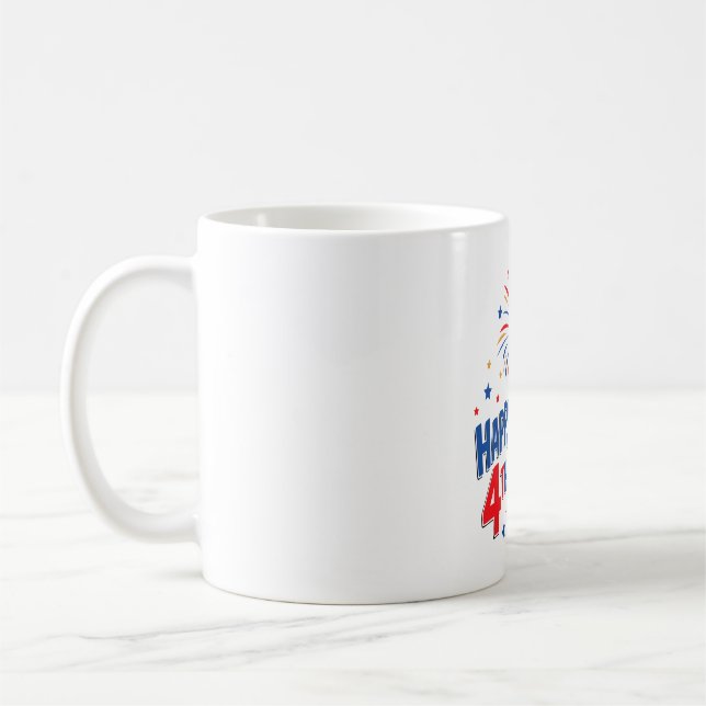 Sloth Happy 4th Rocket Fireworks USA Coffee Mug (Left)