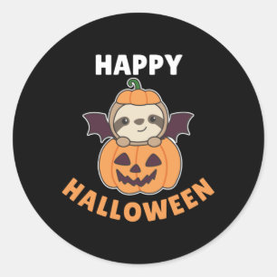 Sloth Happy Halloween Pumpkin Bat Costume Classic Round Sticker