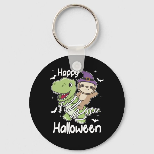 Sloth Happy Halloween T-rex Mummy Costume Key Ring (Front)