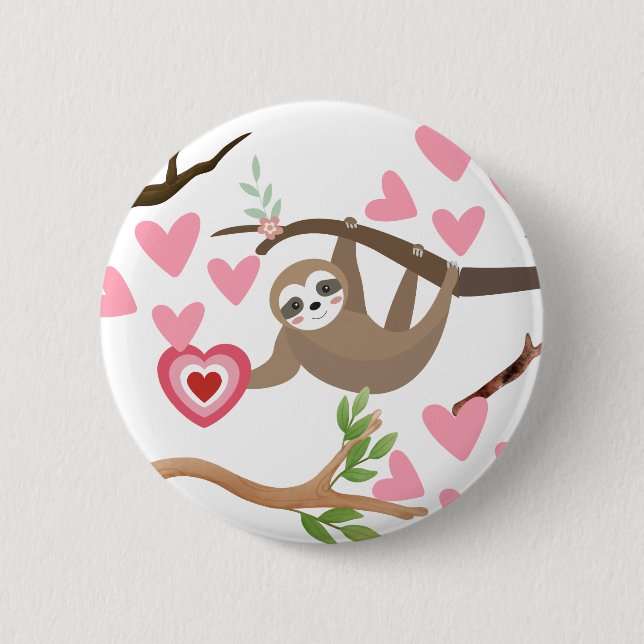 Sloth Heart Button (Front)