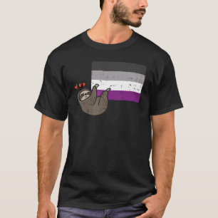 Sloth Heart Hanging Asexual Flag Ace Pride Lgbtq M T-Shirt